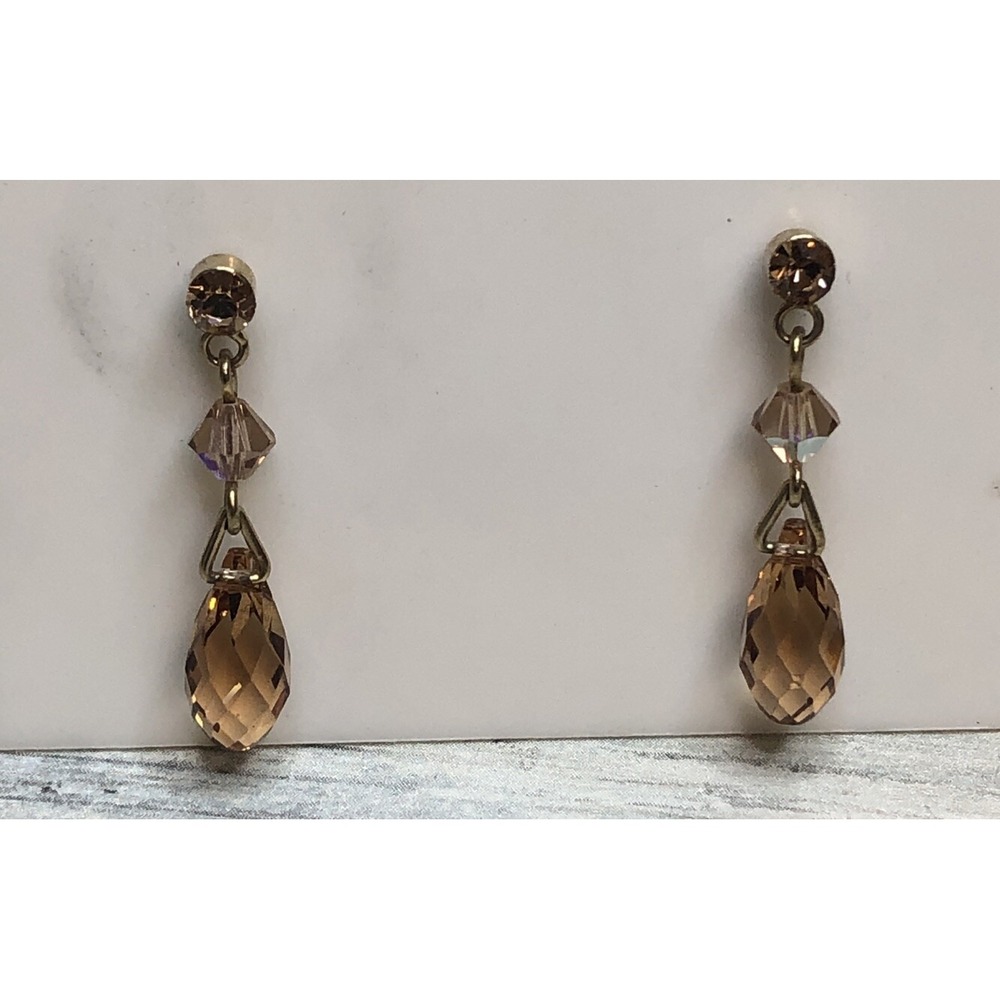 Givenchy Amber Color Crystals Drop Dangle Earrings NWTGold Tone